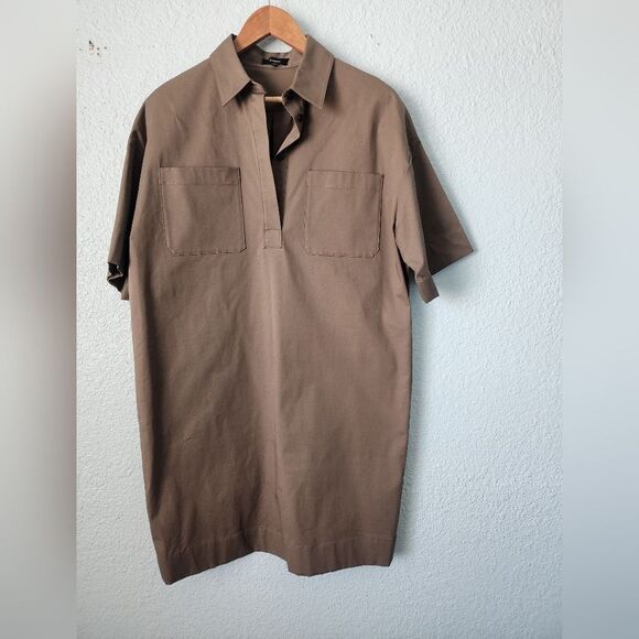 Theory Green Polo Shirt Dress Lightweight Cotton - Picture 1 of 12